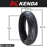Kenda KM1 150/60R17 Sport Touring Motorcycle Tire 66H w/ Keychain (150/60-17)